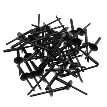 Imagem de Antrader Rebites cegos, rebites pop de aço inoxidável de 3/40.6 cm x 2.5 cm, 50 peças de rebites de extremidade aberta de tampa grande para bricolagem/casa/reparos automotivos, todos pretos