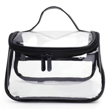 Imagem de Morsafe Bolsa de higiene de viagem transparente, bolsa de maquiagem transparente com alça superior para homens e mulheres, bolsa organizadora de armazenamento de cosméticos à prova d'água bolsa