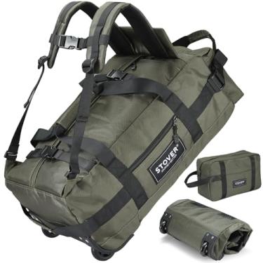 Imagem de STOVER Mochila com rodinhas para homens e mulheres, mochila de viagem com rodas para serviço pesado + bolsa de higiene pessoal (verde)