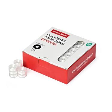 Imagem de BAi Bobinas de bordado, branco 144 peças de plástico tipo L (SA155), 60WT (75D/2) bobinas pré-enroladas para máquina de bordar multi agulhas comerciais