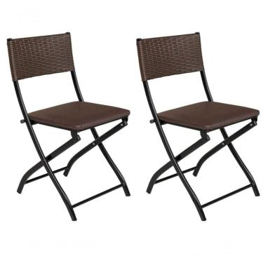 Imagem de Cadeira Dobravel Bar, Lanchonete Castanho - Kit 2 Pc