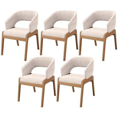Imagem de Kit 05 Cadeiras De Jantar E Estar Living Estofada Lince L02 Suede Bege - Lyam Decor
