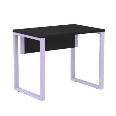 Imagem de Mesa Escritório P25 Tub Pandin 90 Cm (larg) Tampo Mdp Preto Pé Aço Tubular Lilás