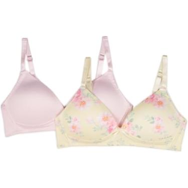 Imagem de TAHARI Pacote com 2 sutiãs de treinamento sem aro para meninas – Macio, ajuste ajustável, Baunilha francesa, rosa, 32A