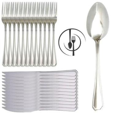 Imagem de Kit 36 Peças Faca De Churrasco Colher Garfo Atenas Inox - Ad Importaçã