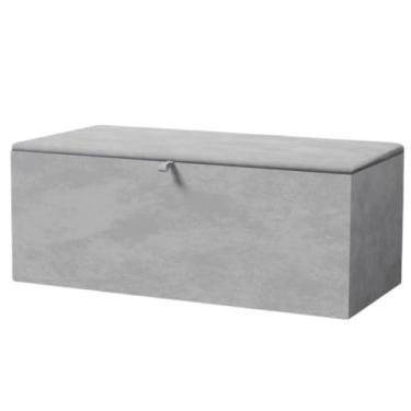 Imagem de Baú Organizador Puff Estofado 90x40x42cm Multiuso com Tampa Desenhada para Sala,Quarto e Decoração(Tampa Lisa Cinza,4 Cm)