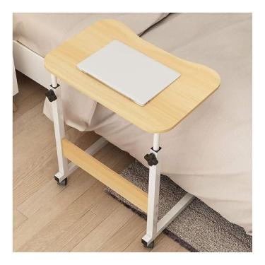 Imagem de Mesa de suporte para sentar, pequena mesa com rodízio giratório fechável, alça de flor de ameixa, altura de elevação 71-92, placa dobrável de aço carbono, mesa de computador, branca, rosa, cor de
