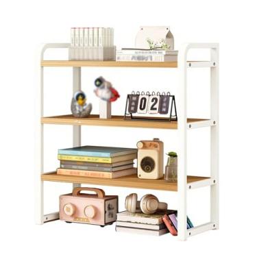 Imagem de Yadlan Prateleira de mesa multiuso de 2 camadas, unidade de armazenamento de estante industrial, suporte de organização de estante de mesa, estante para computador desktop, visor de bancada aberto