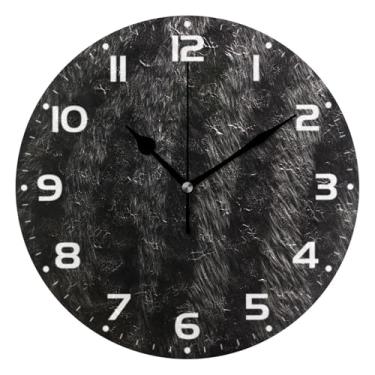 Imagem de JUZIHAI Relógio de parede com padrão de pele de animal, silencioso, redondo, sem tique-taque, operado por bateria, fácil de ler, relógio decorativo de parede para casa, cozinha, sala de estar, quarto