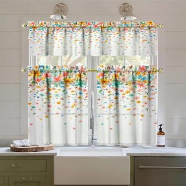 Imagem de Tapesb Conjunto de 3 peças de cortinas e sanefas de cozinha para janelas de cozinha, decoração de casa de fazenda, decoração sobre pia 69,8 x 91,4 cm