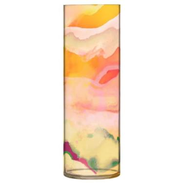 Imagem de JUZIHAI Vaso de mármore aquarela para flores 9,9 cm x 30 cm Cilindro de plástico moderno vaso de flores para centro de mesa de casamento decoração de casa