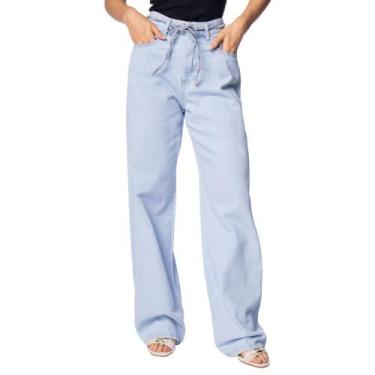 Imagem de Calça Jeans Feminina Bless Denim Wide Leg Azul Claro, Azul claro, 38