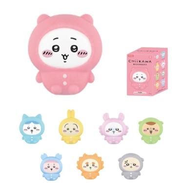 Imagem de MINISO Chiikawa Plush-Style Pajama Party Sitting Together Collectible Blind Box, Single Box, Cute Anime Figure Set for Desk & Shelf Display, Soft Touch Decor