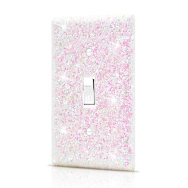 Imagem de Dengduoduo Placa de parede para interruptores de luz, capas de tomada decorativas, com glitter, brilhante, placa de parede, interruptor único, para cozinha, quarto, sala de estar, decoração de casa