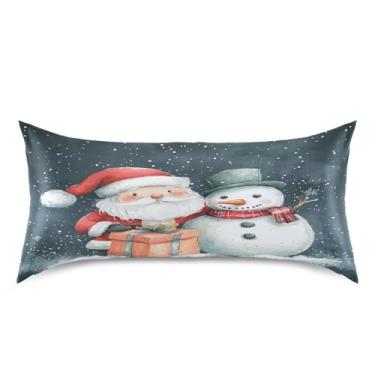 Imagem de Blueangle Linda fronha de cetim de Papai Noel para cabelo e pele, fronha de seda, tamanho king (50,8 x 101,6 cm) - Capas de travesseiro de cetim refrescantes com fecho de envelope (532)