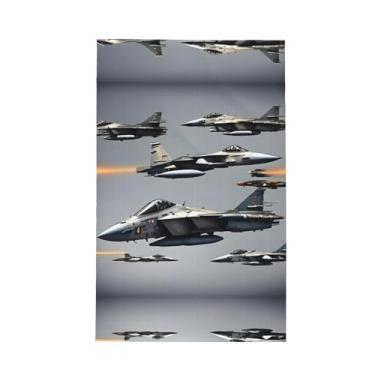 Imagem de XLLingL Toalhas de cozinha de waffle com impressão de aviões de caça, panos de prato de microfibra, para decoração e limpeza de cozinha - 1 peça