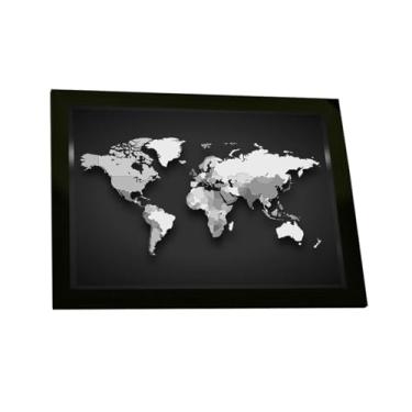 Imagem de Quadro Decorativo Mapa Mundi Tons De Cinza Países Decoração Poster Quarto Sala