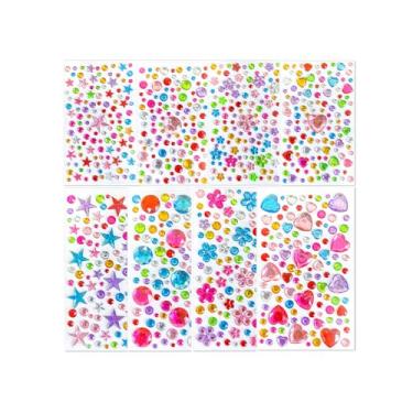 Imagem de Adesivos autoadesivos de strass em acrílico brilhante corações brilhantes formas mistas suprimentos de artesanato decorativo de vários tamanhos