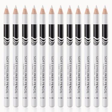 Imagem de WanTuoluo 12 peças delineador interno branco impermeável, lápis de sobrancelha para mulheres – caneta creme multiuso com apontador para delineador, sombra, lápis fosco de secagem rápida, à prova de