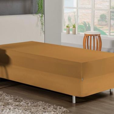 Imagem de Jogo De Cama Solteiro Nobre 2 Peças Luva De Box 55cm De Altura Malha 100% Algodão - Cobre