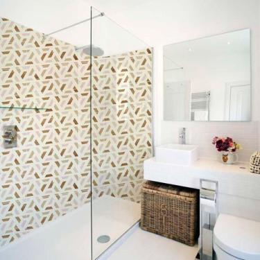 Imagem de Papel de Parede Revestimento Azulejo Lavável Madeira Geométrico - TACO