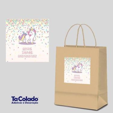 Imagem de Adesivo Personalizado para Sacola Kraft - TaColado, Unicórnio