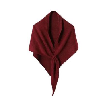 Imagem de Cachecol De Lã Tricotado Quente Para Mulheres, Xale Triangular Multifu