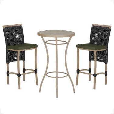 Imagem de Mesa Bistro E 2 Banquetas Roma Fendi Corda Náutica 13 Preta