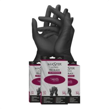Imagem de Luva Látex Preta Master Pro M Hipoalergênica Sem Pó 10 Unida - Congrat