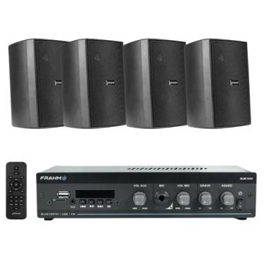 Imagem de COMP Kit Amplificador Receiver SLIM 1000 G5 + 4 Caixas PS 200 Preta Fr