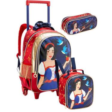 Imagem de Kit Princesa Mochila Rodas Costas + Lancheira + Estojo VM - Denlex