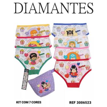 Imagem de Kit 7 Calcinhas Semaninha infantil Diamantes Lingerie TAM 8