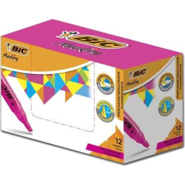 Imagem de Caneta Marca Texto Marking Fluorescente Rosa CX.C/12 - BIC