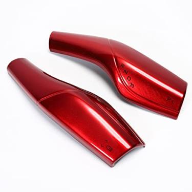 Imagem de Remodelação Interior Carro Remodelação ABS Preto Vermelho Branco Capa de Proteção Contra Mudança de Coluna, Adequado para Tesla Modelo 3 Modelo Y (vermelho)