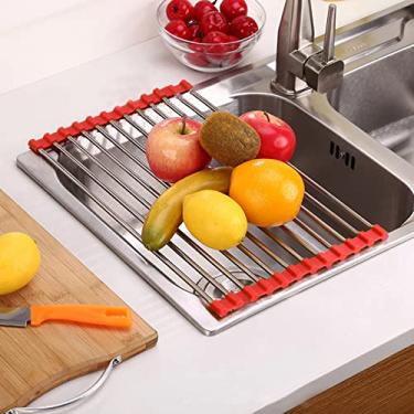 Imagem de Escorredor Louças Inox Esteira Multifunções Dobrável 47x23
