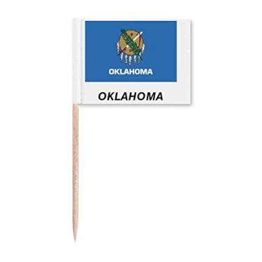 Imagem de Bandeira do estado contornando as bandeiras de palito de dente Oklahoma marcador decoração de festa