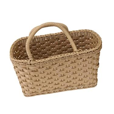 Imagem de DOITOOL 1 peça para banho de flores brinquedo arranjo de legumes, dobrável, multisacola, vegetal, marrom, suprimentos para cestas, manta, organizador para piquenique, compras, mercado, vime, armazenamento simples para animais de estimação