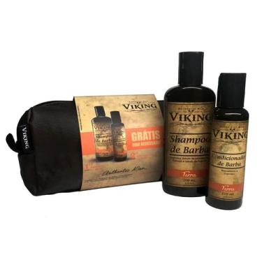 Imagem de Kit Necessaire Shampoo E Condicionador De Barba Viking Terra