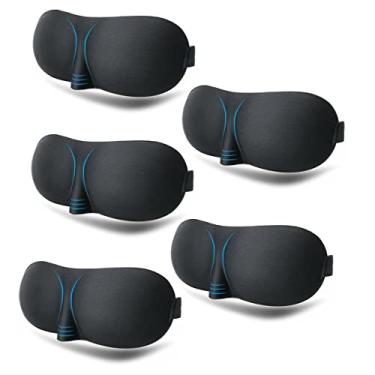 Imagem de Kit 5x Máscara Tapa Olhos Para Dormir 3D Unissex Blackout Confortável Viajar Relaxar Repouso Chochilo Sono Soneca Descanso Viagens Turno Noturno Venda