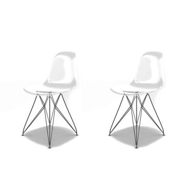 Imagem de Conjunto com 2 Cadeiras Eames Eiffel Transparente e Preto