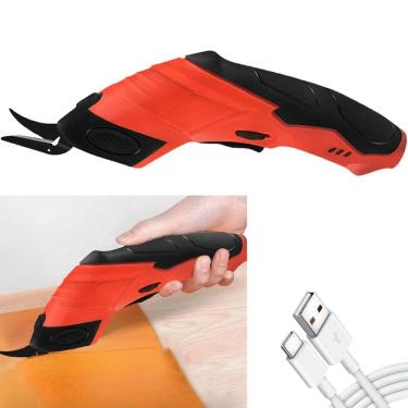 Imagem de Tesoura Eletrica Sem Fio Corta Pano Tecido Papel Papelao Costura Diy Artesanato Multiuso Lamina Afiada Resistente