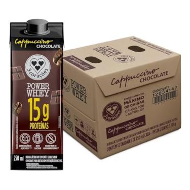 Imagem de 3 Corações Bebida Láctea Cappuccino Power Whey Chocolate 15g de Proteína com Cafeína 250ml - 12 unidades