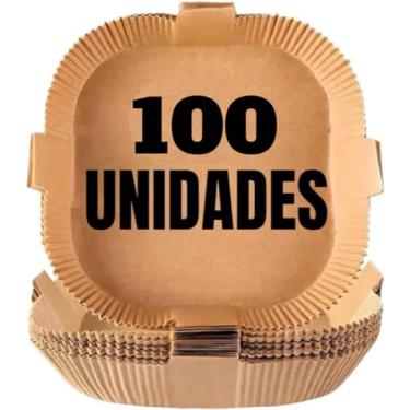 Imagem de Forma De Papel Quadrada Para Air Fryer, Anti-Aderente, Descartaval, Tamanho Grande 20x20x4.5, Kit com 100 Unidades, Marca 123Storeonline ®
