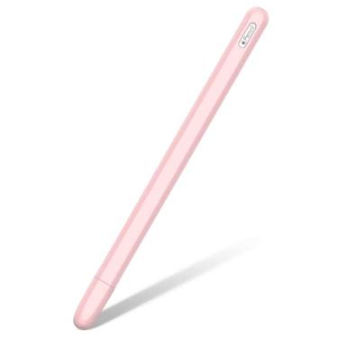 Imagem de Estojo de silicone para Apple Pencil 2ª geração, suporte magnético para carregamento sem fio e toque duplo, suporte para lápis leve e antiderrapante (rosa)