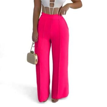 Imagem de Calça Pantalona Alfaiataria Feminina Social Tecido Wide Leg-Feminino