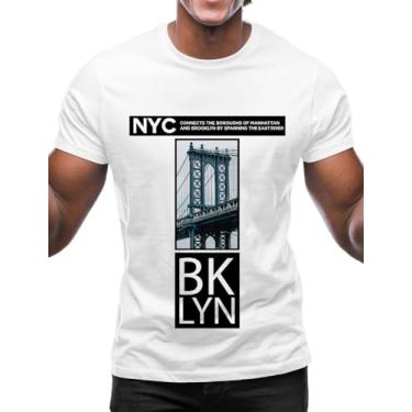 Imagem de Swag Point Camisetas masculinas estampadas – 100% algodão manga curta urbana casual tops streetwear hip hop hipster, Nova York Brooklyn, P