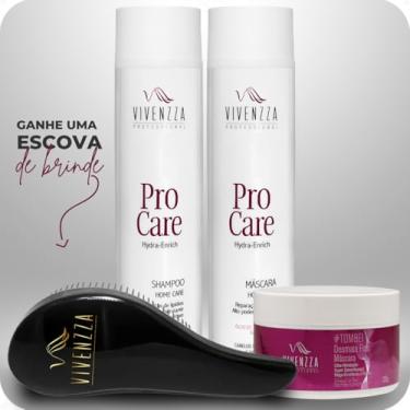 Imagem de Vivenzza Kit Capilar Profissional Hidratação Perfeita (Shampoo, Condicionador e Máscara) Restaura a Maciez e Brilho dos Cabelos e Enriquecidos Hydra-Enrich esse Ingrediente Ultra Nutritivo que Reparam e Revitalizam as Fibras Capilares com Tratamento Completo Ideal para Uso em Casa, Proporcionando Re