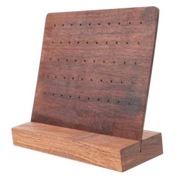 Imagem de 1 peça 56 Suporte para exibição de brincos Bandejas de madeira para servir roupas Cabide Suporte para bandeja de brincos Organizador de brincos pendurados Prateleiras de madeira Pregos para orelha Mos