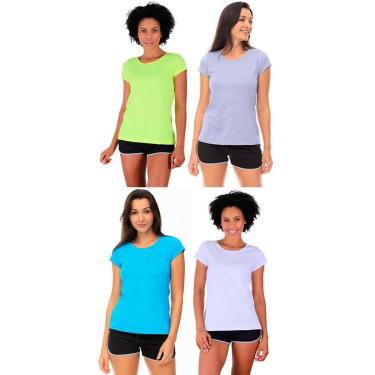 Imagem de Kit 4 Camiseta Babylook MXD Conceito Lisa Sem Estampa Slim Multicolorida-Masculino