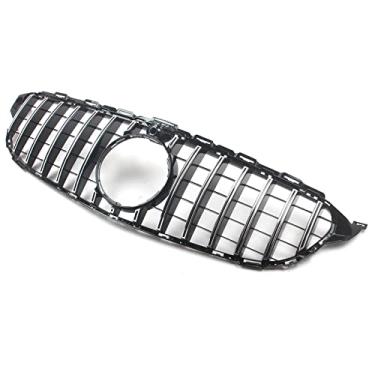 Imagem de FINMOKAL Grade de pára-choques dianteiro estilo GT-R prata preta para Mercedes Benz W205 C classe 2015-2018